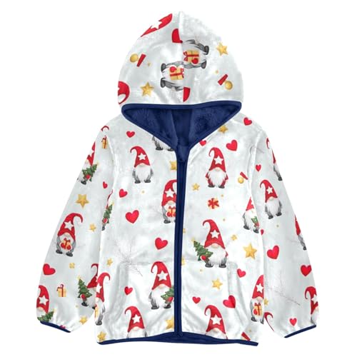 Cute Christmas Gnomes Stars Boys Zip up Jacket Fleece Outerwear Jackets for Fall Winter 3T