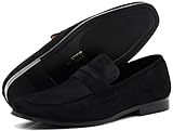 Enzo Romeo MHG Men's Business Casual Formal Vegan Suede Loafers Slip On Driving Dress Shoes (10.5, Black 02)