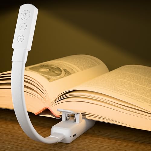 Book Lights for Reading at Night,Reading Light,Clip-On Led Reading Light with 3 Colors & Stepless Dimming,Portable and Ultra-Lightweight with Long Runtime (White)