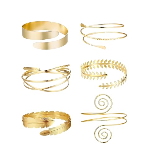oooaooo 6 Stücke Armreif Gold Oberarm, Oberarmreif Gold Set Verstellbaren Oberarm Schmuck Spiralarm Armband Swirl Arm Armreif Modeschmuck für Partys, Festivals Und Punkige Outfits oooaooo 6 Stücke Armreif Gold Oberarm, Oberarmreif Gold Set Verstellbaren Oberarm Schmuck Spiralarm Armband Swirl Arm Armreif Modeschmuck für Partys, Festivals Und Punkige Outfits