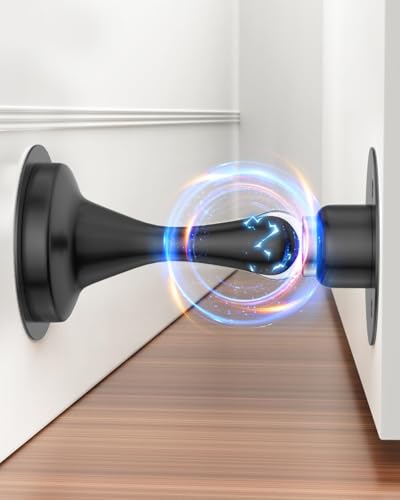 Magnetic Door Holder - Wall or Floor Mounted Stop for Patio, Indoors & Outdoor, Metal Chrome Adhesive Stoppers - 1 Pack