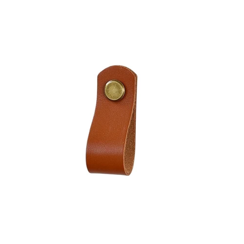 Cqahdsevf Orange-Bronze Leather Drawer Pulls, Brass Cowhide Knob 2 Pcs Multicolor 60X22x1.8mm(Orange-Bronze)