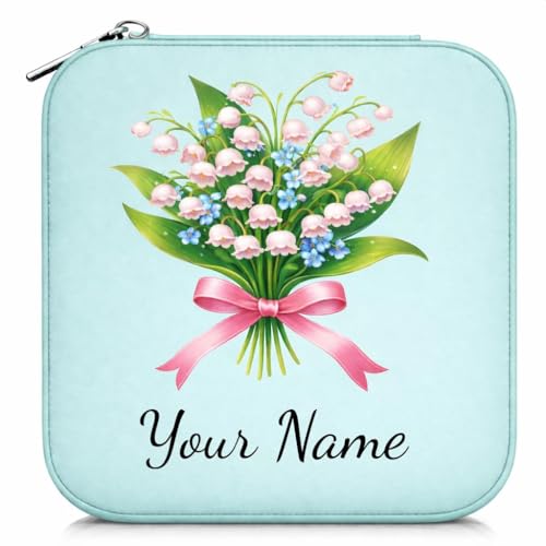 Image of Mini Jewellery Travel Case Stylish Jewellery Box for Women | Cute Girl Print Jewellery Organizer | Portable Jewellery Case for Travel & Gifting (Blush Lily Bouquet)