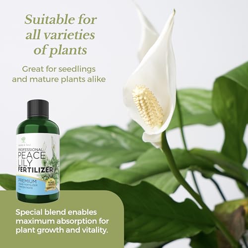 Professional Liquid Peace Lily Plant Fertilizer | 3-1-2 Concentrate for Plants and Flowers | Multi-Purpose Blend & Gardening Supplies | 8 oz Bottle