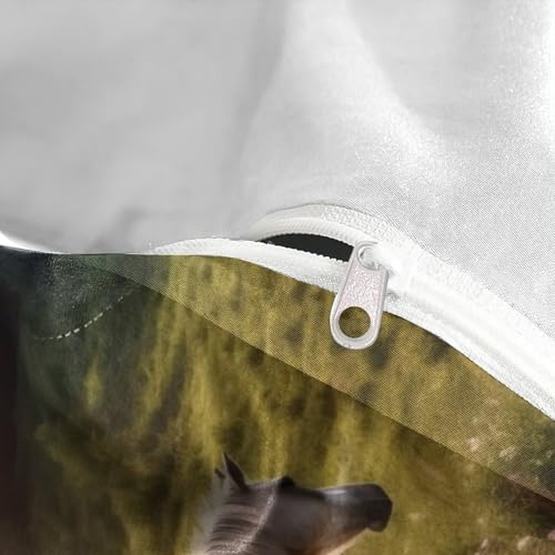 Housse de couette effet 3D cheval blanc en microfibre premium parure lit double ultra douce - 8