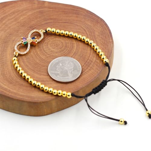 Image of Eternal Shape Butterfly 18k Gold Plated Braided Beaded Bracelets with Zirconia Loyal Heart Bracelet for Women Mom Grandma Sister Best Friends | Mother's Day Birthday Party Christmas Gift YA4729