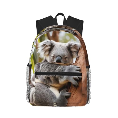 Sac à dos koala de voyage polyvalent noir avec double épaule pour adulte et enfant