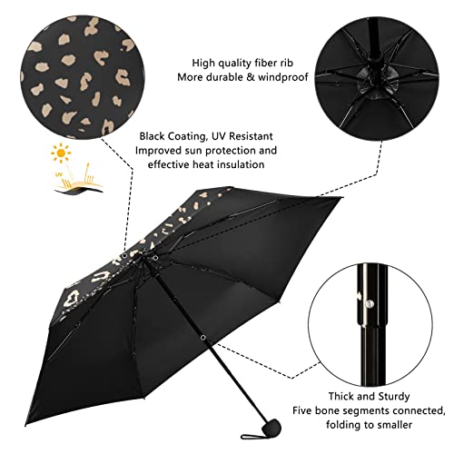 Mrmian Alaza Realistic Leopard Cheetah Print Animal Folding Umbrella For Rain Sun Travel Mini Lightweight Compact Umbrellas #TOP3
