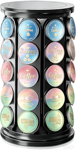 Aimkeoulee Rotating Coffee Pod Holder for 40 Capsules, Carousel Coffee Capsule Organizer with...