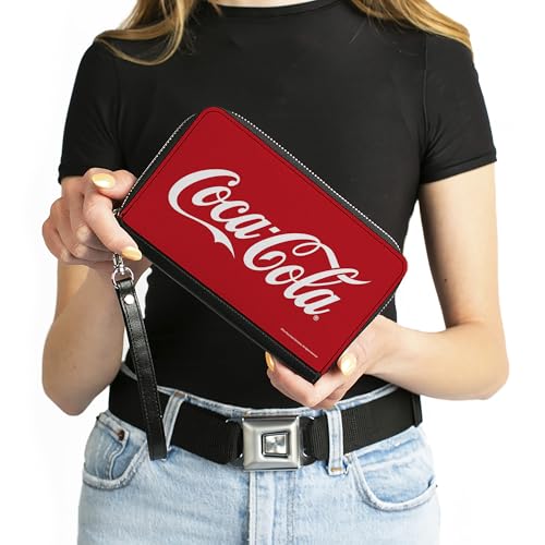 Buckle-Down The Coca-Cola Company Wallet, Zip Around, Coca Cola Coke Script Logo Centered Red White, Vegan Leather4