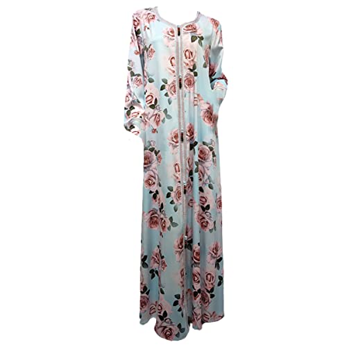 Robe musulmane fleurie pour les fêtes familiales et les sorties estivales