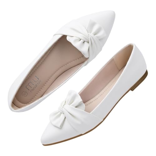 Image of MUSSHOE Comfortable Office Flats for Women: Pointed Toe Work Shoes with Memory Foam - Dressy Business Casual Slip On Flats for Commute & All Day Wear