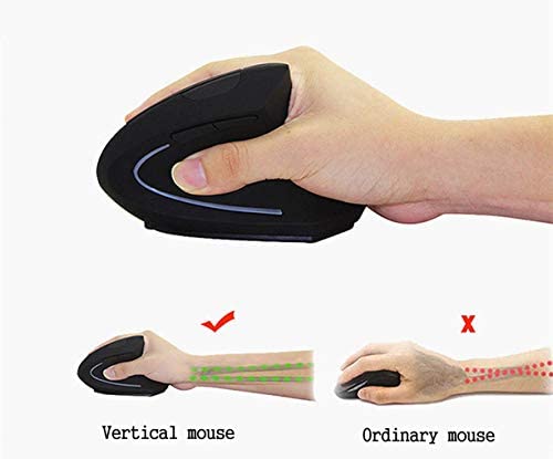 Vertical Mouse with 2.4 GHz Optics, Ergonomic Computer Mouse, Mouse 800/100/1600 dpi for PC Desktop Computer (Black)