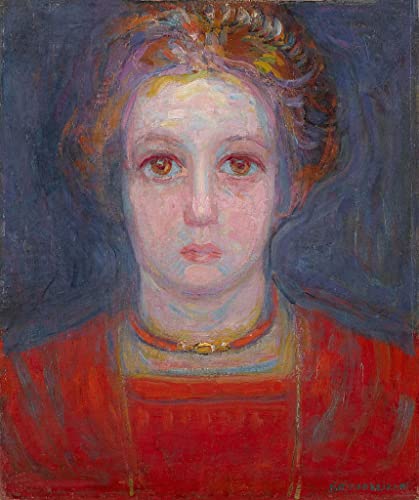 Tableau Toile Portrait de jeune fille en rouge Piet Mondrian pour salon 60x90cm
