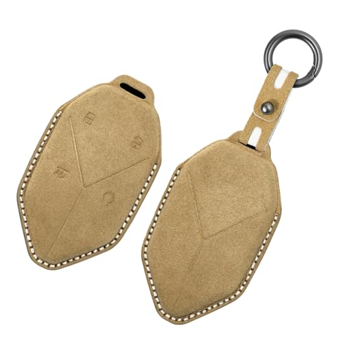 Étui de clé en daim BYD Equation protection 4 boutons sans clé léopard kaki