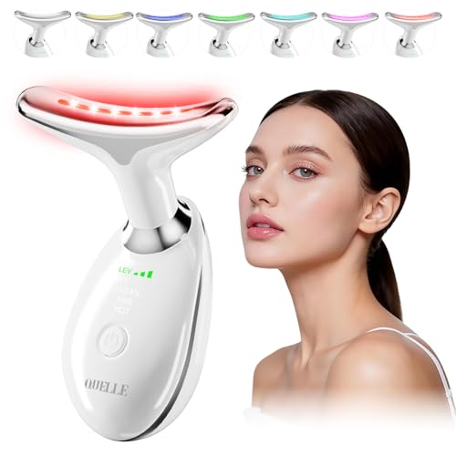 QUELLE Appareil Massage Visage Anti Rides, Masseur Visage Électrique Lifting avec 7 Couleurs LED et EMS, 3 Modes et Chaleur 45°C, Appareil Lifting Visage...