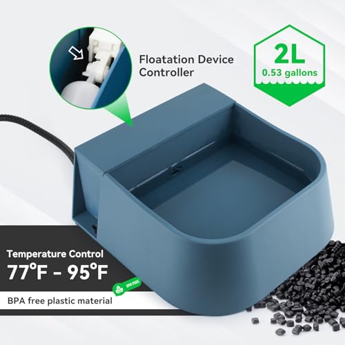 NAMSAN Beheizbarer Wassernapf Frostschutz Wassernapf mit Schwimmer Trinknapf mit Wasseranschluss für Hunde/Katze/Hasen/Hühner