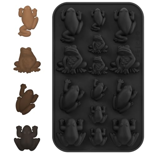 Tessco for you 1 Pcs Frog Silicone Mold Nonstick Chocolate Molds for Gummies Jelly Ice Cubes Fondant Soap Ten Plagues Silicone Tray for Parties and Desserts (Black)