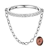 hengkaixuan 16G Anillo de nariz colgante con cadena, anillo para la nariz, pendiente 16G, joyería para septum, acero quirúrgico 316L, cartílago Helix Daith Rook Tragus y Lobe joyas, Acero inoxidable