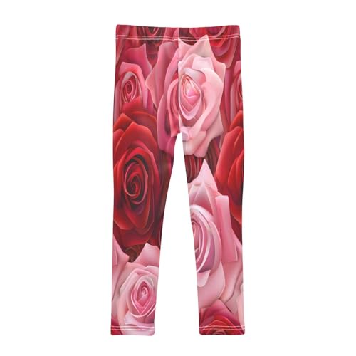 Bolaz Toddler Girls Leggings Printed Yoga Pants Leggings Red and Pink Roses for Kids2
