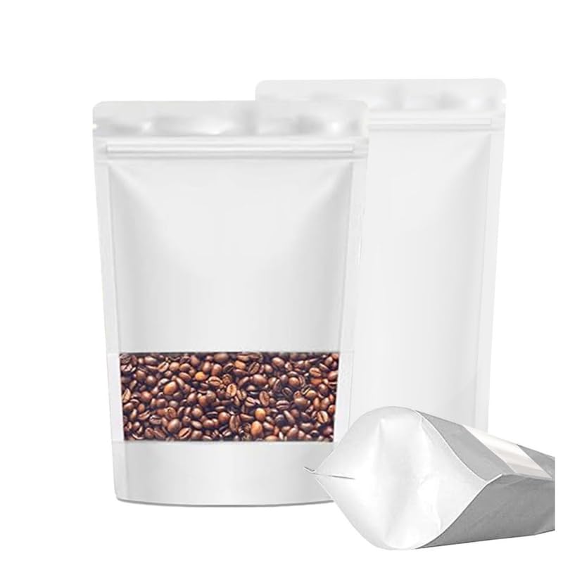 Image of White Matte Zip Lock Stand Up Pouches | 120mm*200mm | 100 Grams | Pack of 200 | Reusable, Leakproof & Airtight Multi-Purpose Pouches with Self-Sealing Technology