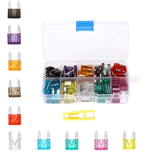 120pcs Mini Blade Fuse Assortment Automotive 2, 3, 5, 7.5, 10, 15, 20, 25, 30, 35 Amp Car Fuse Kit Auto Replacement Fuses Puller