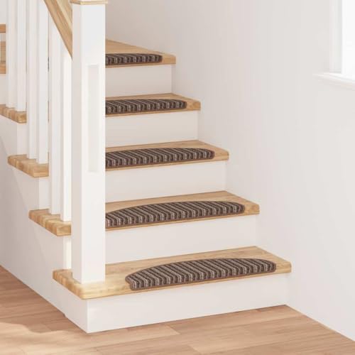 kithwjll Selbstklebende Treppenmatten 15 Stück Braun 65 x 21 x 4 cm rutschfest mit Schalldämmung Treppenschoner Stufenauflagen für Innenbereich Treppenteppich Schutz und trittschallminderung
