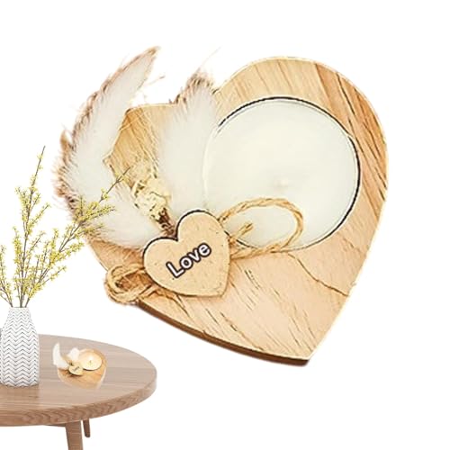 Portavelas decorativo, velas en forma de corazón con flores secas, portavelas de mesa para el día de San Valentín, portavelas de madera para cumpleaños, día de San Valentín, decoración del hogar