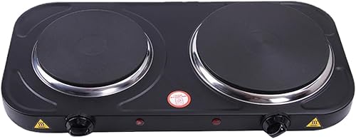 Quemador de encimera compacto y portátil, quemador de hierro fundido doble para encimera, 2000 vatios, controles de temperatura de placa caliente