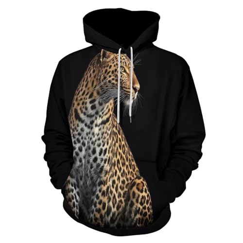 Sweat à capuche léopard homme sweat-shirt à manches longues grande taille imprimé animaux sauvages