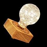 Lampe de bureau d'intérieur – cette élégante lampe de table est fabriquée en bois et en verre de haute qualité et est équipée d'une ampoule USB