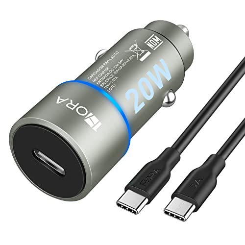 Mordederas Y Chupones, Baby Product 1 Hora Cargador Auto Carga Rapida 20W, Cargador Carro Tipo C PD 20W con Cable USB C a USB C 3A Compatible con Huawei y IP y Motorola y Samsung y Xiaomi