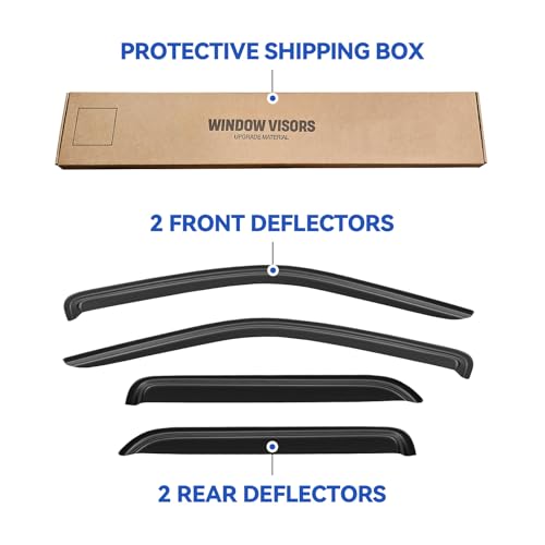 Image of Window Visors Rain Guards Shield for 2001-2012 Ford Escape, Out-Channel Window Vent Wind Deflectors Visors Shades for 2005-2012 Ford Escape Hybrid, 2008-2012 Mazda Tribute, 2005-2011 Mercury Mainer