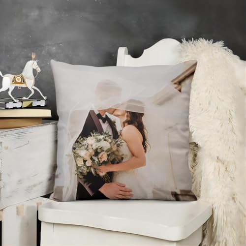 LAMAME Kissen 40x40 mit Foto Bedrucken Lassen, Kissen Personalisiert, Kissenbezug mit Eigenem Foto und Text, Personalisierte Geschenke (40x40cm)
