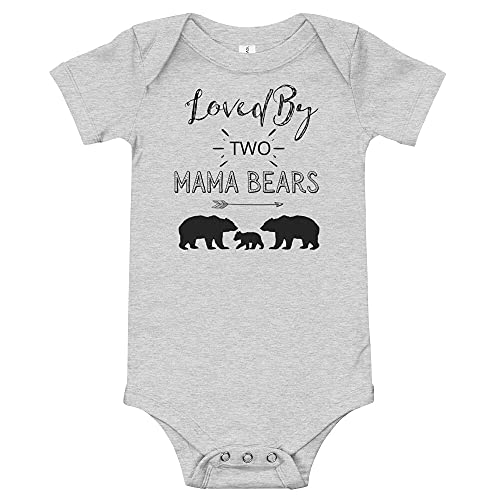 Image of Two Moms Baby Bodysuit Loved by Two Mommies Baby Outfit LGBT Lesbian Moms Baby Clothes Two Mama Bears