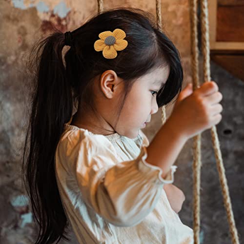 Petunny Cute Hair Clips For Girls,9Pcs Flower Baby Girl Snap Hair Barrettes Fully Lined Alligator Rabbit Bunny Hair Accessories For Infants Toddlers Children,Yellow #TOP5