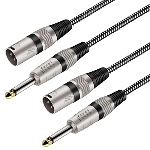 Câble XLR mâle vers TS 6,35 mm anti parasite en nylon tressé pour supprimer les bruits