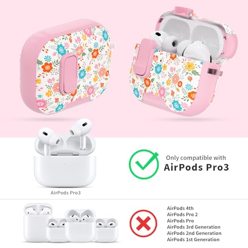 Image of for AirPods Pro 3 Case with Lock & Phone Stand,Cute Floral Pattern Style