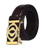 Gurtbreite: 34 mm. Herren-Gürtel aus italienischem Leder mit Automatikschnalle, Krokodilmuster - - 120 cm(26/44) (Kann be Schneiden)