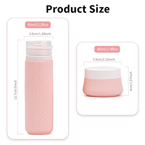 Silicone Travel Bottles & Cream Jars 19 Pack with Toiletry Bag - 3 oz Leak Proof TSA Approved Bottle & 1.35oz Creams Containers Toiletries Set for Lotion Shampoo Hair Gel Cosmetics Leather Anti-slip4