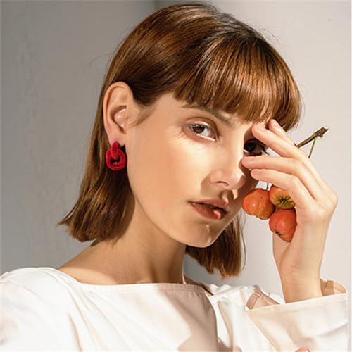 Vintage Velvet Earrings for Women Girls Boho Handmade Geometric Round Circle Hoops Drop Dangle Stud Earring Hypoallergenic Retro Christmas Winter Holiday Party Jewelry Gifts4