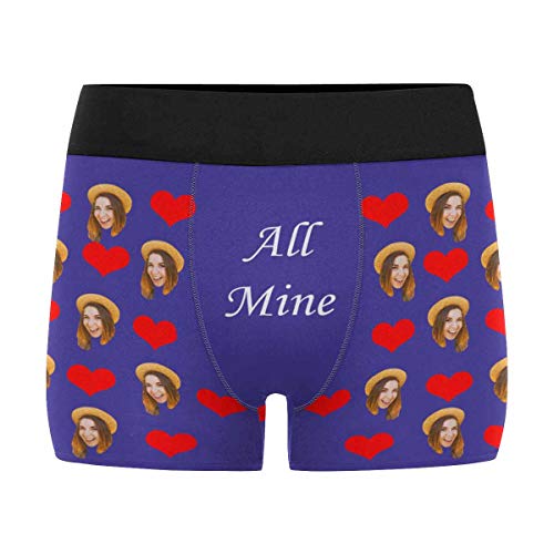 Custom Men's All-Over Print Boxer Briefs with Image All Mine Purple Boxer Brief for Lover Boyfriend Husband Christmas L