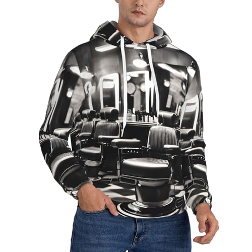 Sweat à capuche homme Barber Shop idée cadeau originale style monochrome et chaud
