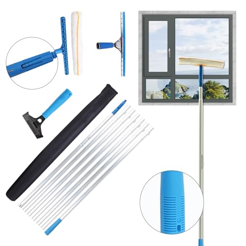 MQZHUK Nettoyeur Vitre,Nettoyeur De Raclette Vite,Raclette à Vitre Professionnelle35cm, Applicateur d'eau en Peluche épaissie 35cm,pour Fenêtres/Voiture (7m)