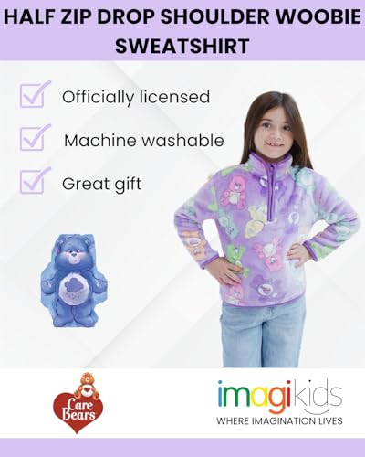 Care Bears Grumpy Bear Funshine Good Luck Little Girls Half Zip Drop Shoulder Woobie Sweatshirt Lavender 6 - Image 2