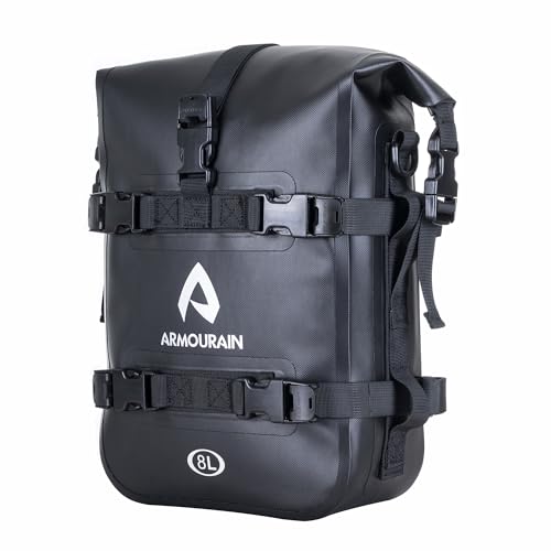 ARMOURAIN バイク サイドバッグ 防水 8L エンジンガードバッグバイク シートバッグ バイク カバンドライバッグバイク ツールバッグ (TPU ブラック, 8L)