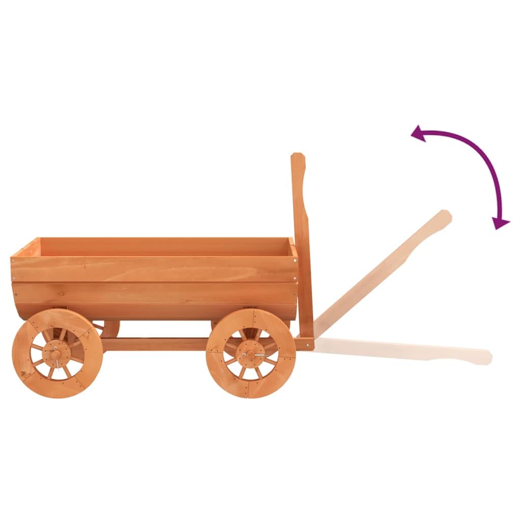 Deko-Wagen aus Tannenholz 70x43x54 cm, Blumenwagen für Garten und Terrasse, Pflanzwagen mit Rädern und Entwässerungsloch, Holzblumenkübel für Außenbereich