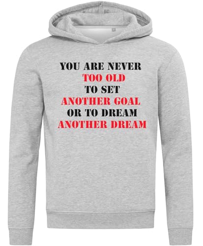 Sweat à capuche gris en coton mélangé You are Never Too Old, finitions haut de gamme