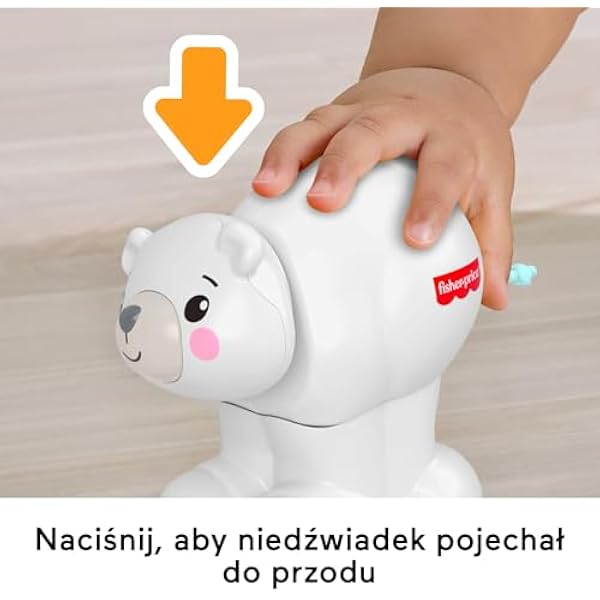 Fisher-Price Белый медведь на колесах Ползи за мной Транспортное средство на тему животных ползающая обучающая игрушка для малышей от 9 месяцев JDL63
