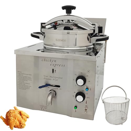 WYDDDARY 16L High Pressure Fried Chicken Stove Commercial Chicken Deep Fryer Electric Countertop Pressure Fryer with a Fitted Timer 110V 3KW